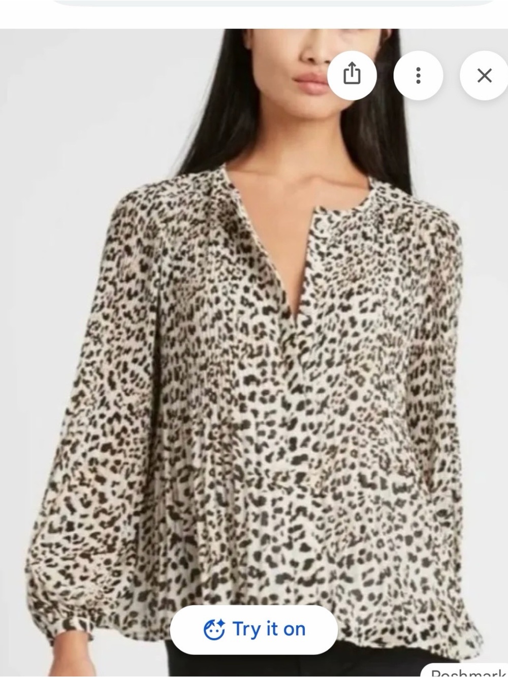 Banana Republic Leopard Spot Button-Front Blouse in Cream and Brown